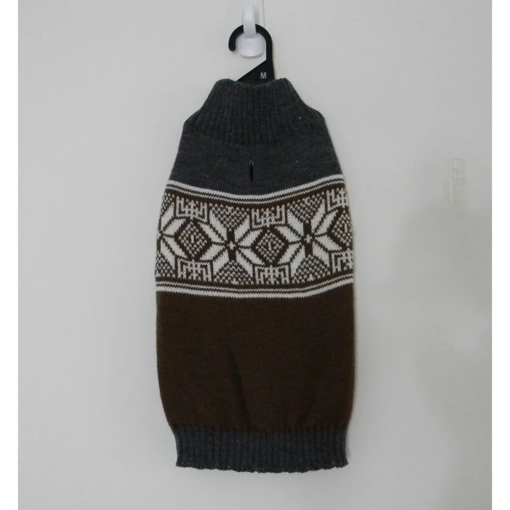 Pet Posse Dog Sweater Gray Brown Fall Size Medium Photos Pet Apparel NWT